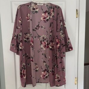 Elegant Floral Kimono in Mauve